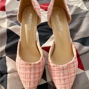 Fashion Pink Tweed Pointed-Toe Women’s Pumps